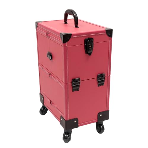 Valise de maquillage à roulettes en édition moderne noire avec miroir intégré