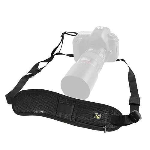 MoKo Camera Strap, 32 inch Heavy Duty Camera Neck Strap with Padding, Accessory Pocket and Safety Tether, Adjustable Camera Shoulder Strap for Nikon/Canon/Sony/SLR/DSLR Digital Cameras, Black