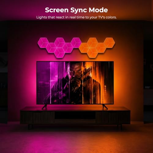 Image of Apex TV Sync 3D Hexagon Light (Pack of 6) | Smart RGBIC WiFi Wall Panels | TV Screen Color Sync with Apex HDMI Sync Box 2.0 | Music Sync | App Control | 1-Year Warranty