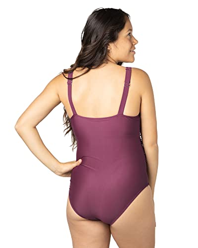 Kindred Bravely Gathered One Piece Maternity Swimsuit | Maternity Bathing Suits For Women (Maroon, Large) #TOP2