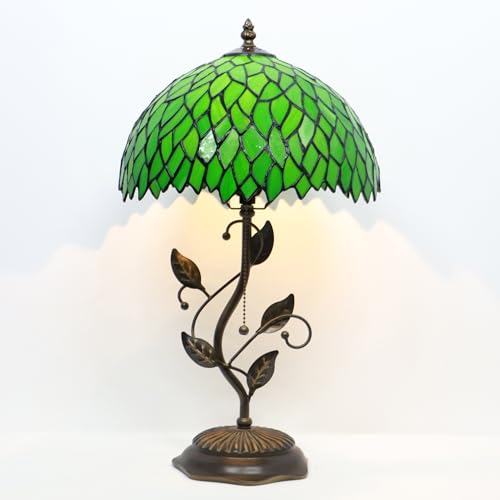 Image of Tiffany Table Lamp Stained Glass Bedside Reading Light W12H19 inch