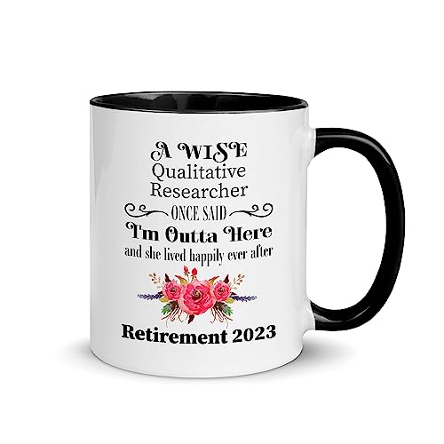 Retirement Gifts for Qualitative Researcher - I'm Outta Here Mug for Women Female - Her Cute Floral Flowers Gift Ideas for Retired Moving Farewell Party Happy Retirement 2023