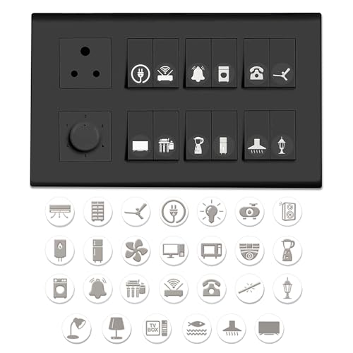 Image of Premium Silver Foil Embossed Switch Stickers for Switch Board | Pack of 330 Stickers for Home Including Fan, Light and Many More