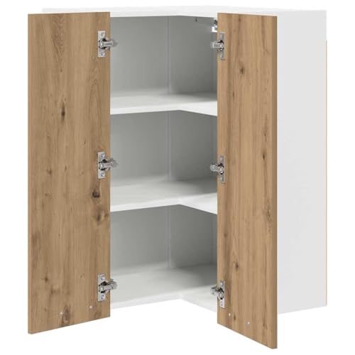 Armoire de cuisine moderne suspendue chêne blanc rangement mural 57cm - 8
