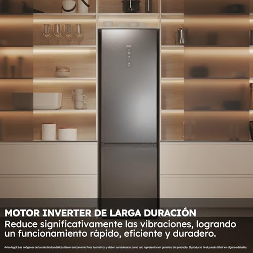 Haier 2D 60 Series 5 Pro HDPW5620ANPK Frigorífico Combi, 409 L, WiFi, Botellero, Funciones Inteligentes, Motor Inverter, My Zone, Cajón Humidity Zone, Total No Frost, Ancho 59.5 cm, Luz LED, Inox - imagen 9