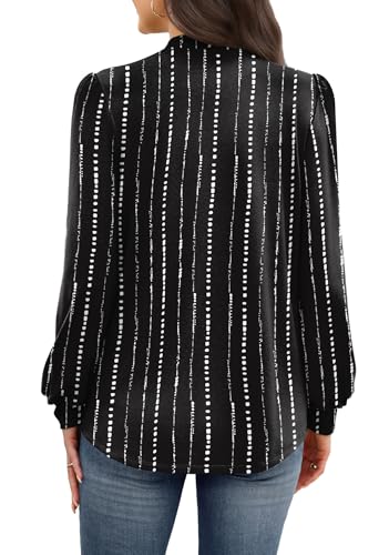 Image of WIHOLL Long Sleeve Shirts for Women Mock Neck Tops Pleated Front Blouses Dressy Casual Spring Fall Clothes 2026 Fashion