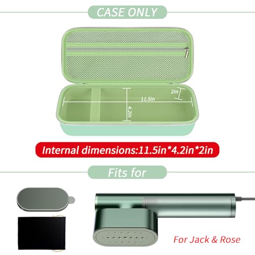 Image of Steamer Case Compatible with Jack & Rose Portable Travel Steamer for Clothes, Handheld Steamer & Iron Carrying Storage Bag Organizer with Mesh Pocket for Accessories-Box Only (Lighting Green)