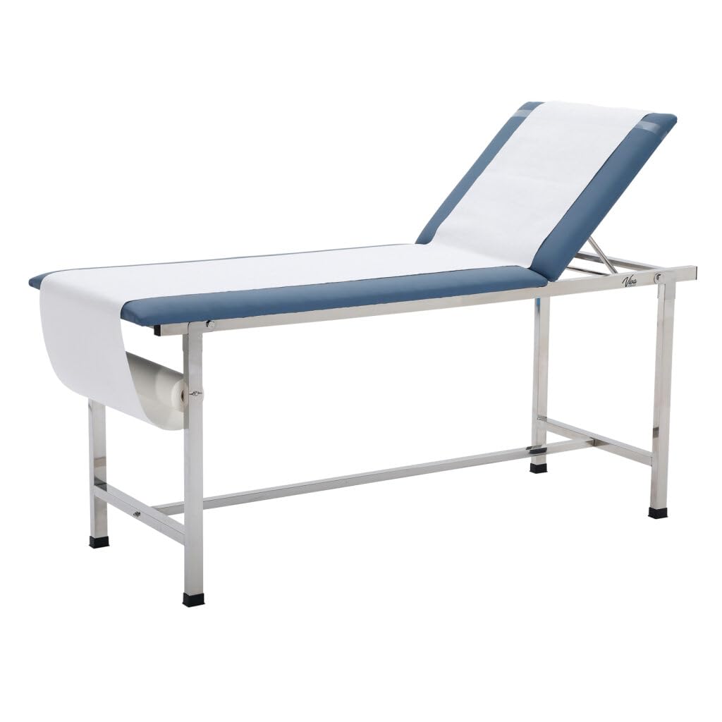 Photo 1 of Vivacomfort Exam Table with Paper Towel Roll Dispenser - Medical Treatment Tables - Adjustable Physical Therapy Patient Examination Bed, Durable, Low Maintenance and Holds Up to 440 Lbs (Blue)