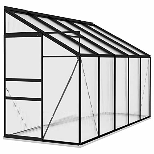 Tidyard Invernadero de Jardín con Techo Caseta para Planta Invernadero para Plantas Cultivos de Aluminio Gris Antracita 6,5 m³