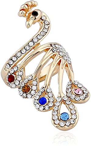Generic Professional Design Fashion Elegant Peacock Alloy Finger Ring, Women Wedding Party Jewelry, Vintage Stackable Wedding Band