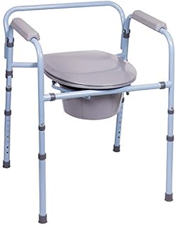 Carex 3-in-1 Folding Bedside Commode - Porta Potty for Adults - Portable Toilet for Camping, Supports Up to 300lbs
