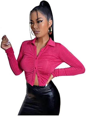 SheIn Women's Sexy Long Sleeve Ruched 