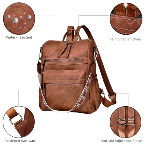 Image of Dora & Liz Womens Backpack Purse Leather Backpack Purse for Women Travel Fashion Backpack Designer Ladies Shoulder Bags