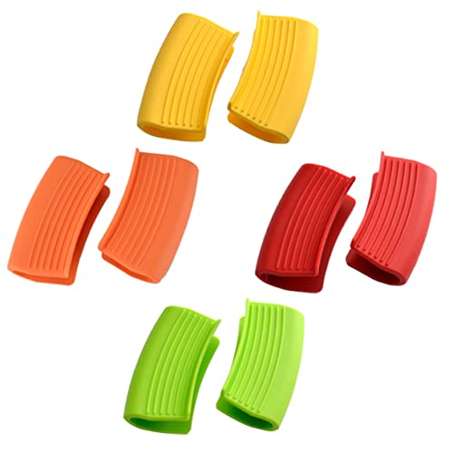 FUNNETOYU 4Pares Cubiertas de Silicona Escaldaduras Mangos de Olla de Aislamiento Térmico y Resistencia Calor Cocinas y Ollas