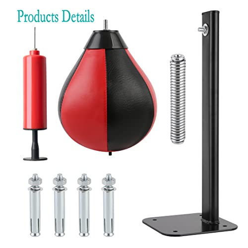 Speed Bag Boxing Punching Bag Wall Mount Speed Ball Reflex Boxing Speed Bag With Spring, Kids Adults Reflex Speed Punching Bag For Relief Stress,Training Boxing Sports (Red-Black) #TOP6