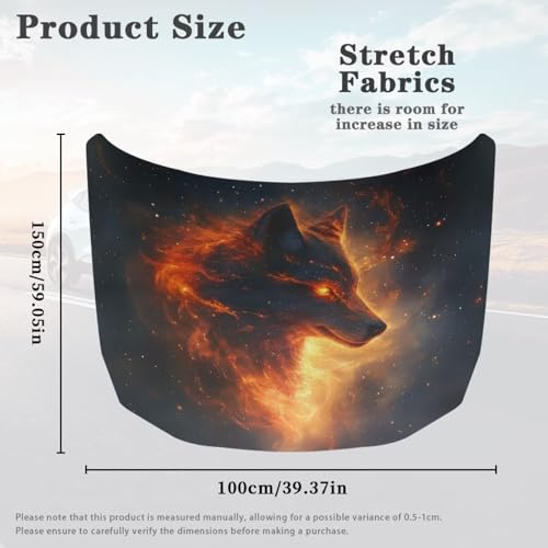Image of Car Hood Cover,Men Outdoor Car Hood Cover Protector Suitable Most Automotive Sedans Trucks Pickup Sports Cars,Car Accessories Wolf Fire Print
