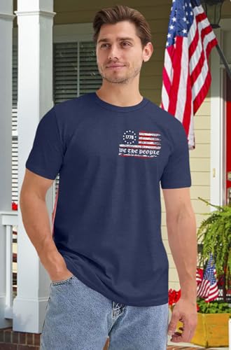 Image of Ithalt Men's American Flag Shirt 4th of July T-Shirt USA Patriotic Tee Shirt Independence Day Top