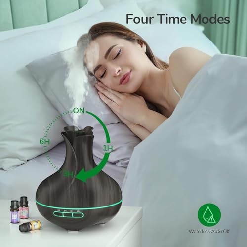 600 ML Aromatherapy Oil Diffusers With 8 Essential Oils Set, Ultrasonic Essential Diffuser With 2 Mist Modes, LED Lights,4 Timer For Large Room - Image 6