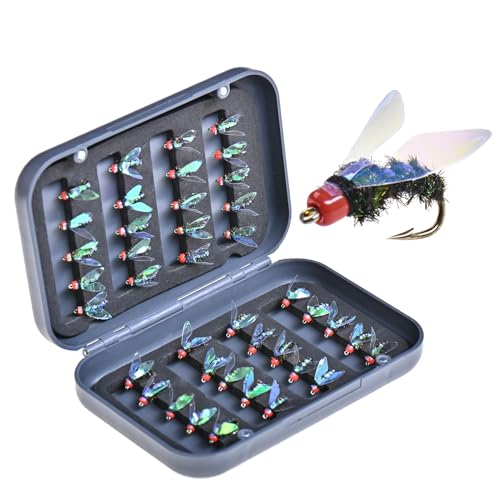 de trucha de espino - Selección de mosca de, 40 piezas Kit de surtido | Kit de equipo de mosca de mochila, surtido de seco, equipo de mosca pr