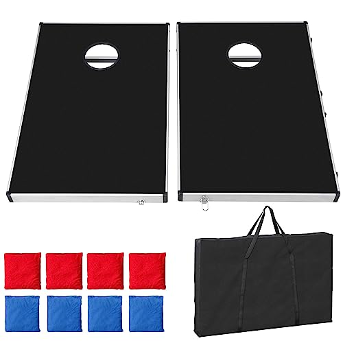 F2C Premium Cornhole Outdoor Game Set, 3FT x 2FT Aluminum Waterproof Cornhole Boards Backyard Toss Game with 8 Bean Bags & Carrying Case