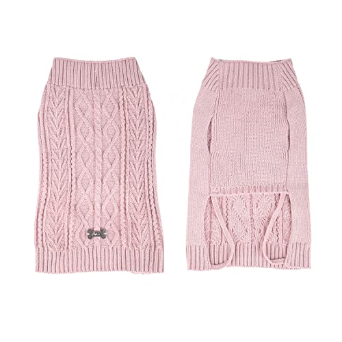 Puli & Co. Knitted Cable Dog Sweater - Classic Cozy And Stretchy Cable Sweater Easy-On Pull Over Design For A Comfortable And Snug Fit Perfect Sweater For Small Dogs #TOP2
