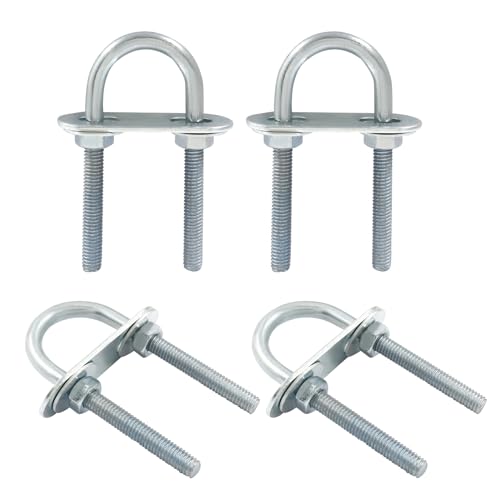 BokWin 4 Pcs Round U Bolts M6 Bend U Bolts in Zinc Plated Steel U Clamp with Nut, Plate, Washer(20mm Inner Width 50mm Length)