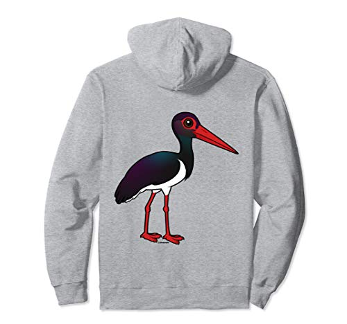 Birdorable Black Stork Cartoon Funny Bird Lover Gift Idea Pullover Hoodie