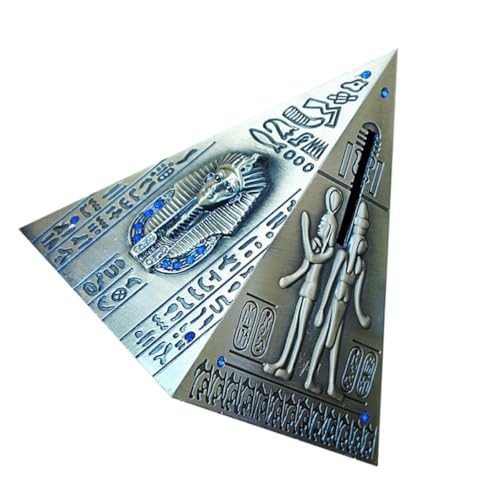 SHINYPASING Caja de Ahorro Pirámide Egipcia Mediana de Aleación Metálica Color Bronce Antiguo, Tarro para Guardar Monedas y Billetes, Alcancía Creativa, Decoración Vintage para Hogar