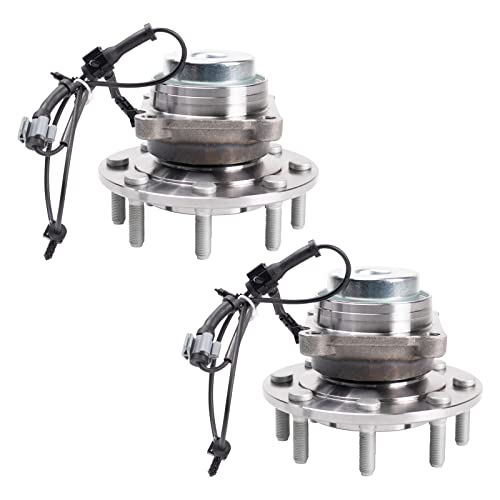 Image of TRQ Front Wheel Bearing and Hub Assembly Set 2 Piece Compatible with 18-21 Chevrolet Express 3500 14040LB GVW 18-19 Express 4500 14040LB GVW 18-21 GMC Savana 3500 2019 Savana 4500