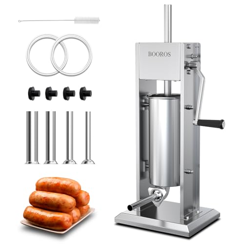 Image of BOOROS Manual Sausage Stuffer, 11Lbs/5L Meat Stuffer, 4 Stuffing Tubes