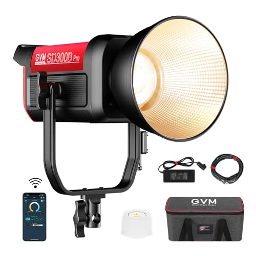Image of GVM LED Video Light with Bowens Mount, 300W Bi-Color Continuous Light with DMX /APP Control, Photography Lighting for Video Recording, SD300B Studio Lights 65000Lux /1m, CRI97+, 12 Effect, 2700-6800K