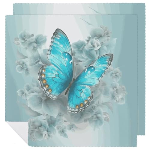 Servilletas de Tela Azul Claro con Diseño Mariposa 2 Piezas miniatura 1