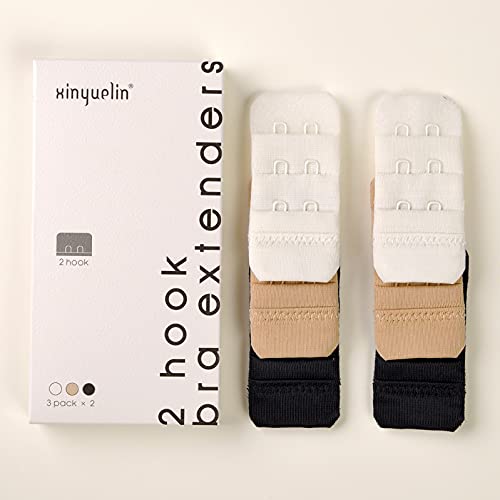 2 Hook Bra Extenders:easily attaches to bras to increase band size during weight gain, pregnancy & maternity,3 pack(white,beige and black) × 24