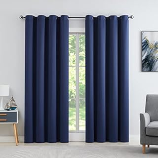 WEST LAKE Blackout Curtain for Bedroom 2 Panels Triple Weave Thermal insulated Drape Noise Reducing Grommets Top Blackout Window Curtain for Living Room, Navy Blue, 46 "W x 72 "L