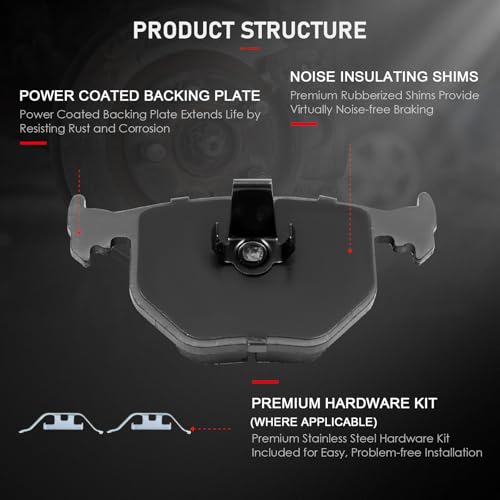 Image of CCIYU D681 D683 Front & Rear Ceramic Disc Brake Pads Kit - 8PCS For BMW 740i, 740iL, M5, X5