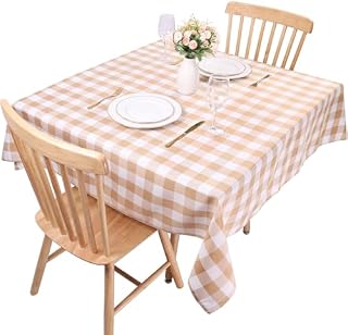 Round Gingham Tablecloths Polyester 60 Inch Diameter, Checkered Table Cloth Antiwrinkle for Home and Party Festive Decorations, Fabric Plaid Tablecloths(Red and Black)