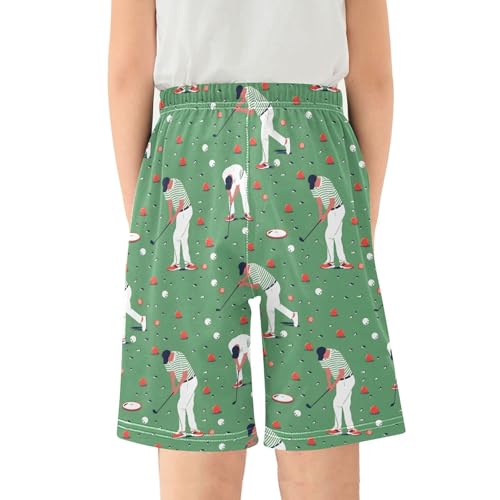 ALAZA Play Golf Ball Green Pajama Shorts Elastic Waist Casual Sleep Shorts with Pockets Size 6-142