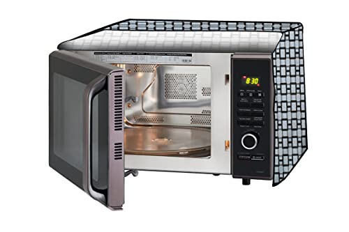 Image of Stylista PVC Microwave Oven Cover for Panasonic 27 L Convection NN-CD684BFDG, Lattice Pattern Grey
