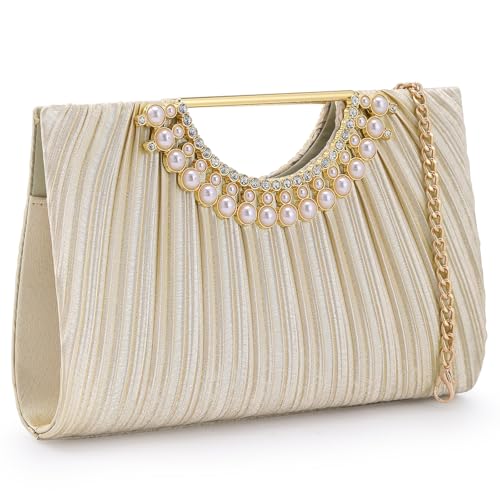 Cckuu Women’s Satin Top Handle Envelope Clutch Purse with Detachable