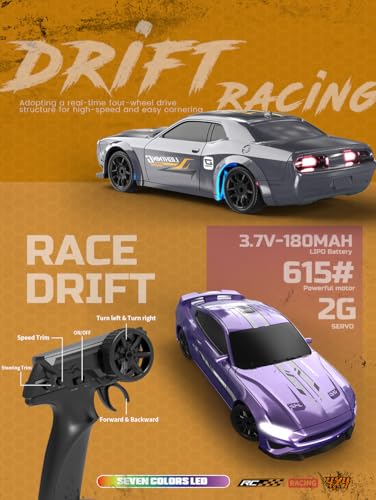 Image of Mini RC Drift Car,15km /h Speed Fully Proportional 4wd High Speed Racing Micro Small RTR 2.4GHz Remote and 4 Cones