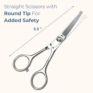 Pet Grooming Scissors Set With Round Tips For Dogs & Cats – Professional Grade Shears Safely Cut Through Dog or Cat Hair – Fur Trimming Made Easy – (Set of 2)