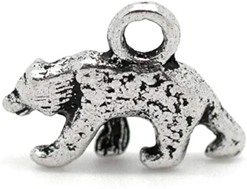 Housweety 50 Silver Tone Polar Bear Charms Pendants 16x12mm