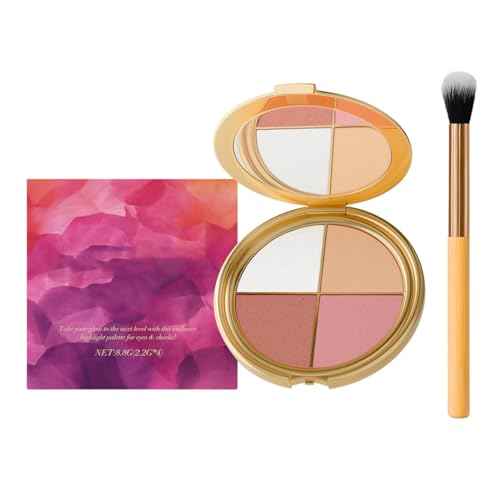1 Pièces 4 Couleurs Palette Fard a Paupiere, Matte et Paillettes Ombre à Paupières,avec pinceau Longue Tenue Waterproof Highly Pigmented, Poudre Ultra-Fine Facile à Estomper Avec Miroir