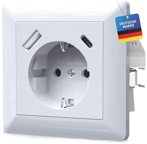 Steckdose Schnellladegerät USB-C USB-A PD 3.0 QC Helios Standard Klassisch Unterputz Wand kompatibel mit GIRA Jung Merten Busch Jaeger Reinweiß Alpinweiß Smartphone Tablet Power Delivery Quick Charge