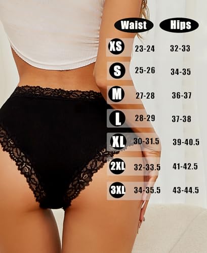 Image of Knowyou Cotton Underwear for Women No Roll Soft Panties No Dig Lace Waist Hipster Breathable Cheeky Lingerie for Women