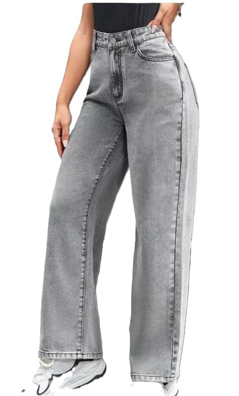 Rajeev Enterprises Wide Leg Denim Pants High Rise Fit Casual Comfortable Everyday Jeans for Girls Women-image-12
