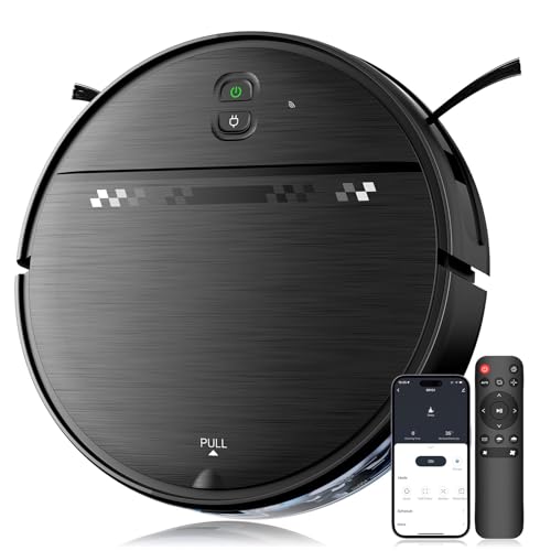 MANVN Robot Vacuum and Mop Combo for Pet Hair, Robotic Vacuum for Hard Floors and Carpets, 2.87'' Ultra-Slim, with 3D Obstacle Avoidance, Wi-Fi/App/Voice Controlled, Self-Charging
