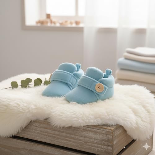 Image of Newborn Baby Booties | Soft & Breathable Cotton Footwear for Baby Boys & Girls | Skin-Friendly, Comfortable Booties for 3-12 Months
