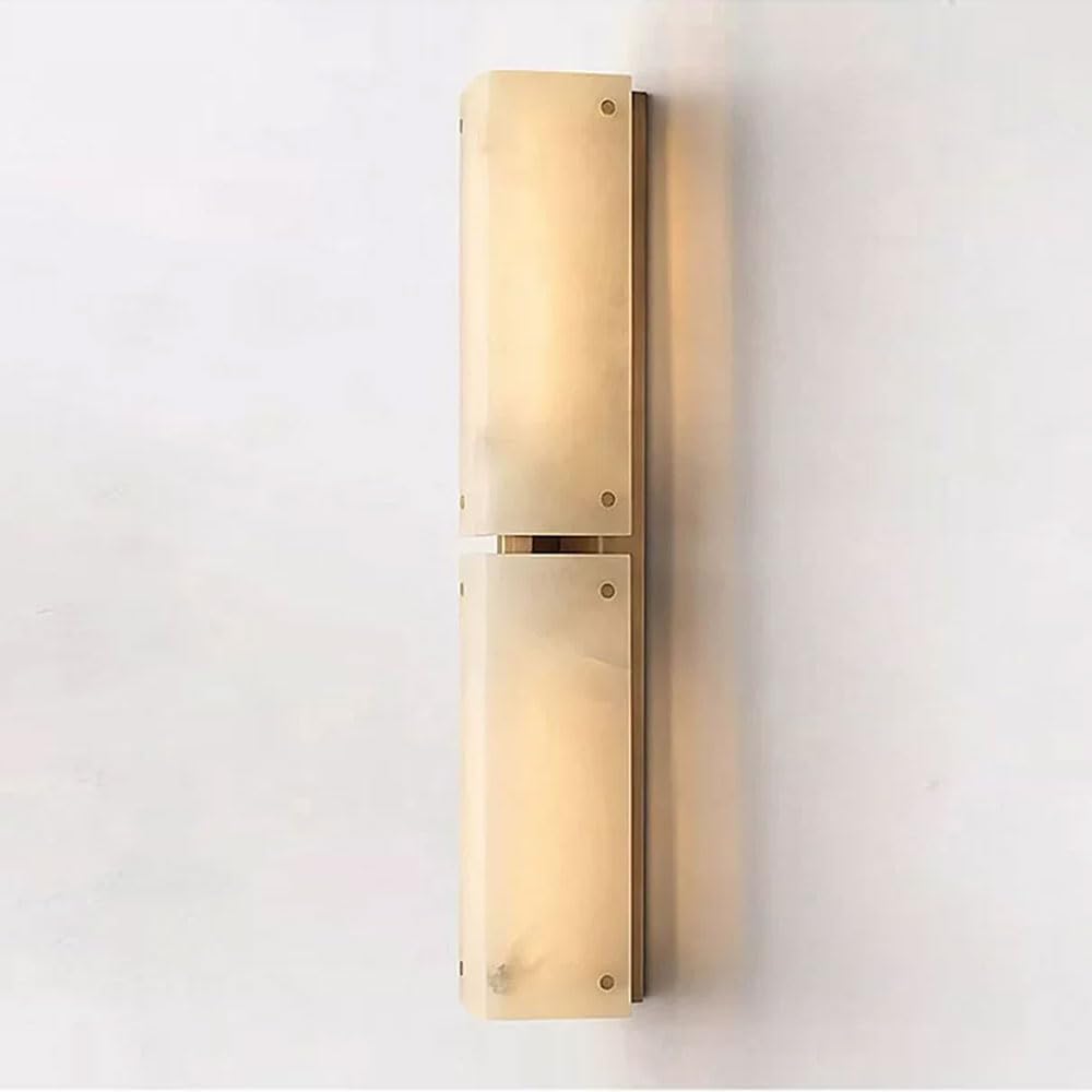 Guoguosm Multicolor 24In Natural Alabaster Wall Lamp, E14 Screw Marble Wall Light, Modern Industrial Style Indoor Wall Sconce, Dining Room Bedroom Stairs Decorative Lighting Fixtures