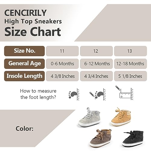 Image of CENCIRILY Baby Boys Girls High Top Sneakers Soft Soles Anti Skid Infant Ankle Shoes Toddler Prewalker First Walking Crib Shoes